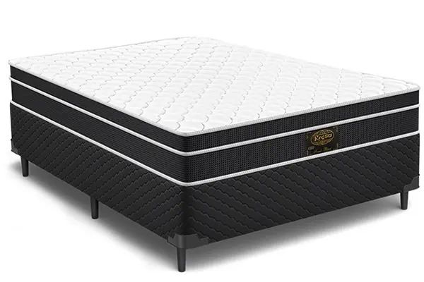 Conjunto cama box com colchão de molas preto e branco