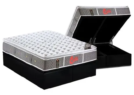 Cama box baú queen preta com colchão
